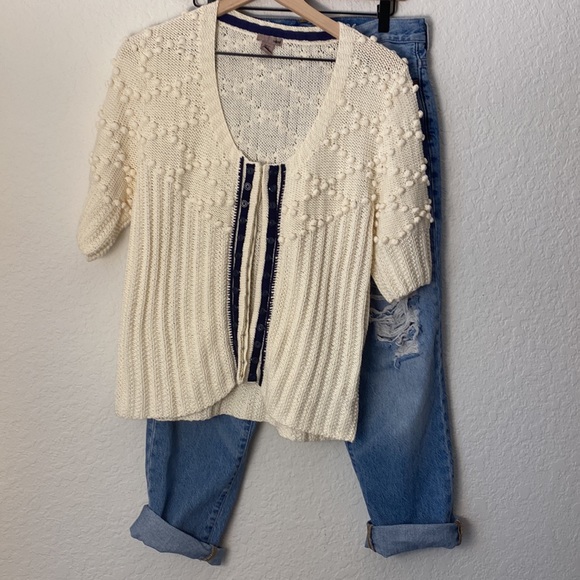 H&M short sleeve ivory hook and eye machine washable cardigan size 14 - Picture 8 of 8